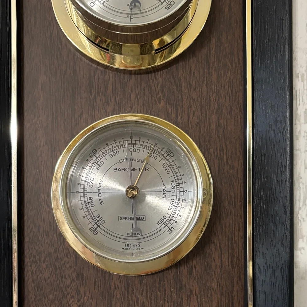 Vintage but Excellent Condition Wall Barometer with Gold Accents
